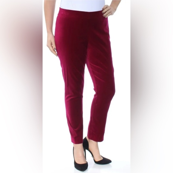 Ralph Lauren Pants - Ralph Lauren Velvet/Velour Red Crop Pants size 10